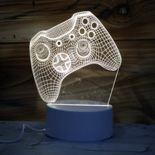 3D Illusion LED Night Lamp with Gaming Controller Design