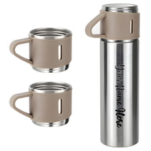 Customized Stainless Steel Vacuum Flask Set with 3 Cups – 500ML | Personalized Name Bottle Gift Combo for Boyfriend, Girlfriend, Employee