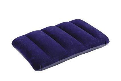Comfortable blue velvet travel pillow.