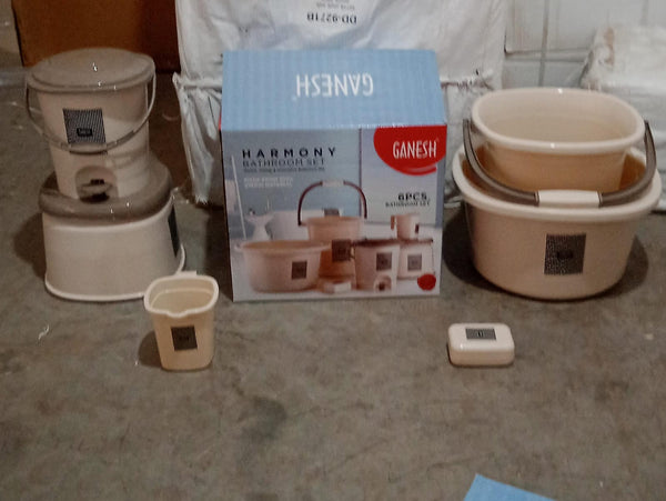 Plastic Bathroom Accessories Set (Mix Color / 6 Pc)