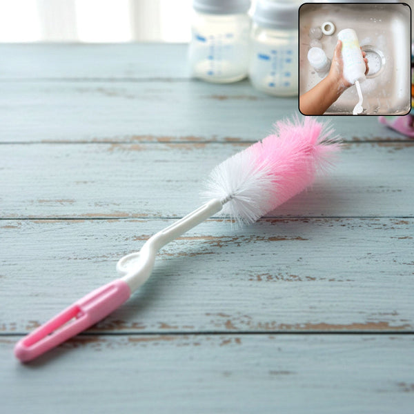 Genzy Store bottle and nipple cleaning brush with 360° rotary handle for thorough cleaning of bottles and nipples.