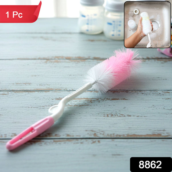 Genzy Store bottle and nipple cleaning brush with 360° rotary handle, designed for effective cleaning of bottles and nipples.