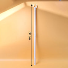 Stainless steel telescopic clothes hook rod, 86 cm long, with multiple hooks for hanging clothes and accessories.