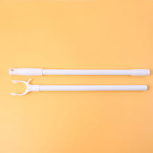 Stainless steel telescopic clothes hook rod, 86 cm long, with multiple hooks for hanging garments, ideal for home improvement.